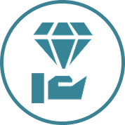 diamond hovering over hand in circle