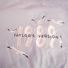 Light blue sweatshirt that reads 1989 Taylor's Version surrounded by seagulls.