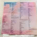 Vinyl cover that showcases the songs on specific vinyl.