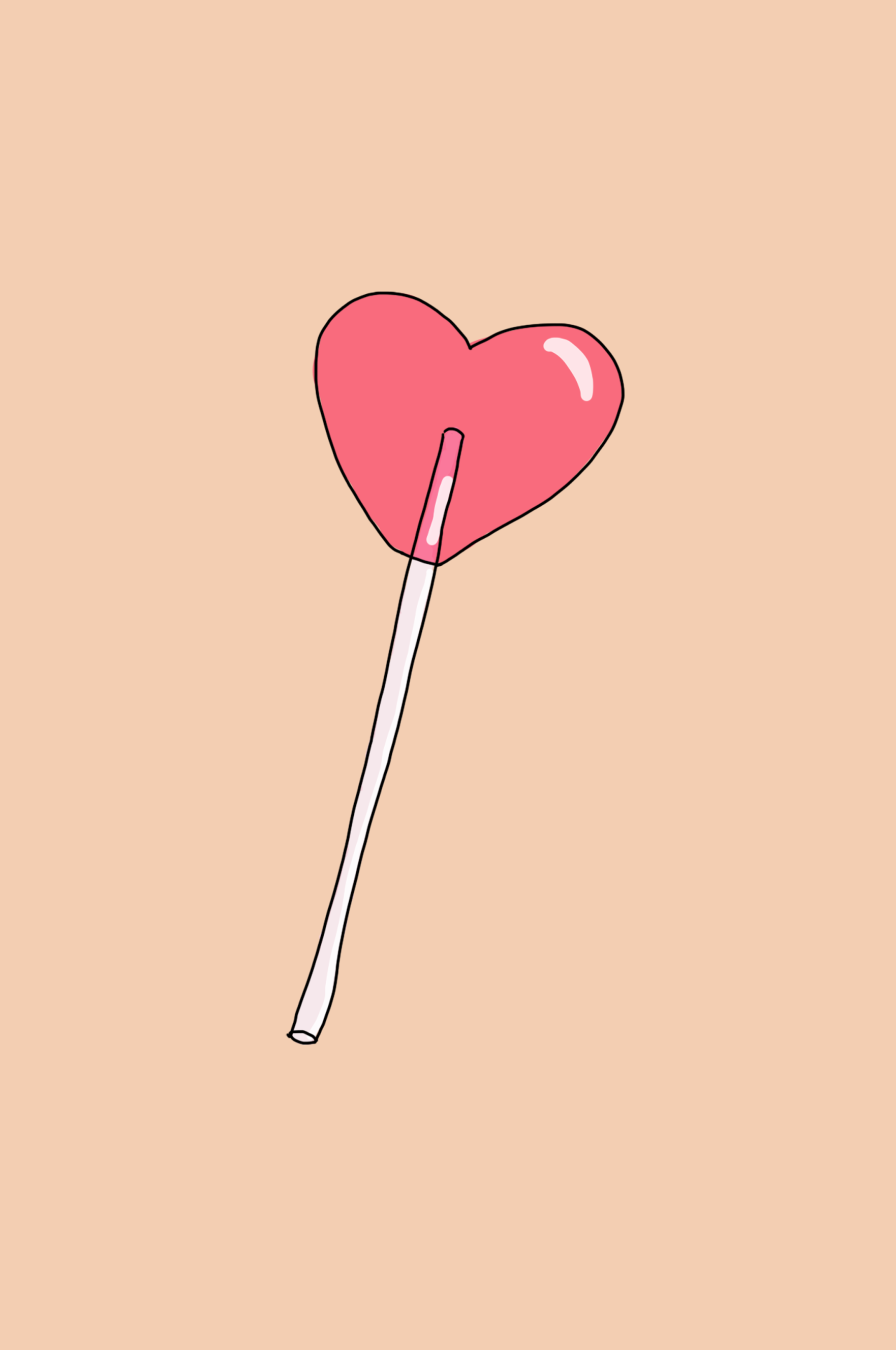 Drawling of a heart lollipop.