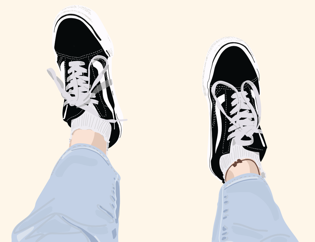 Drawling of Vans shoes.