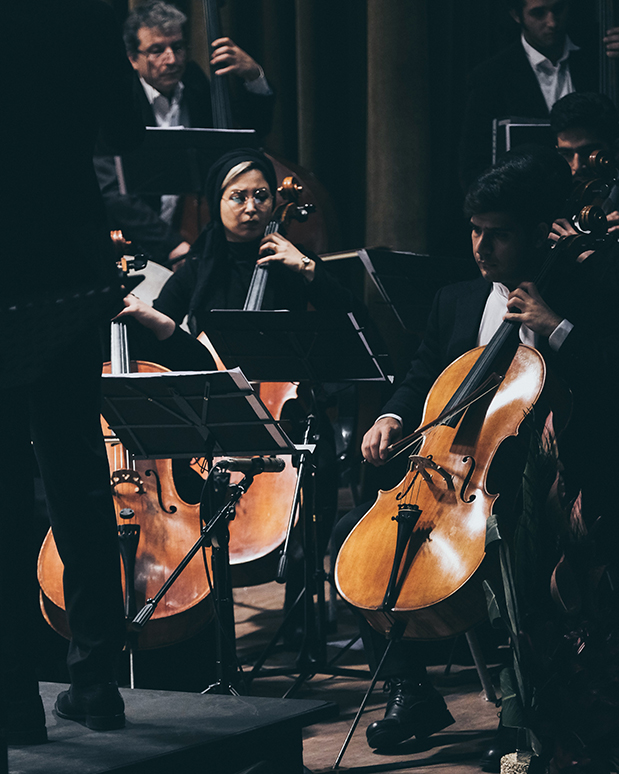 Musicians preparing to playing in the hall of music in Velaris